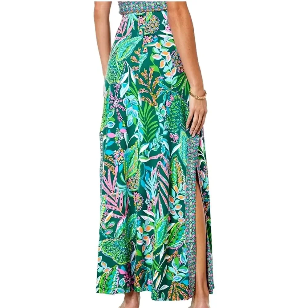 Lilly Pulitzer 2 Piece Tropical Wrap Crop Top Maxi Skirt Set XXS Floral Resort
